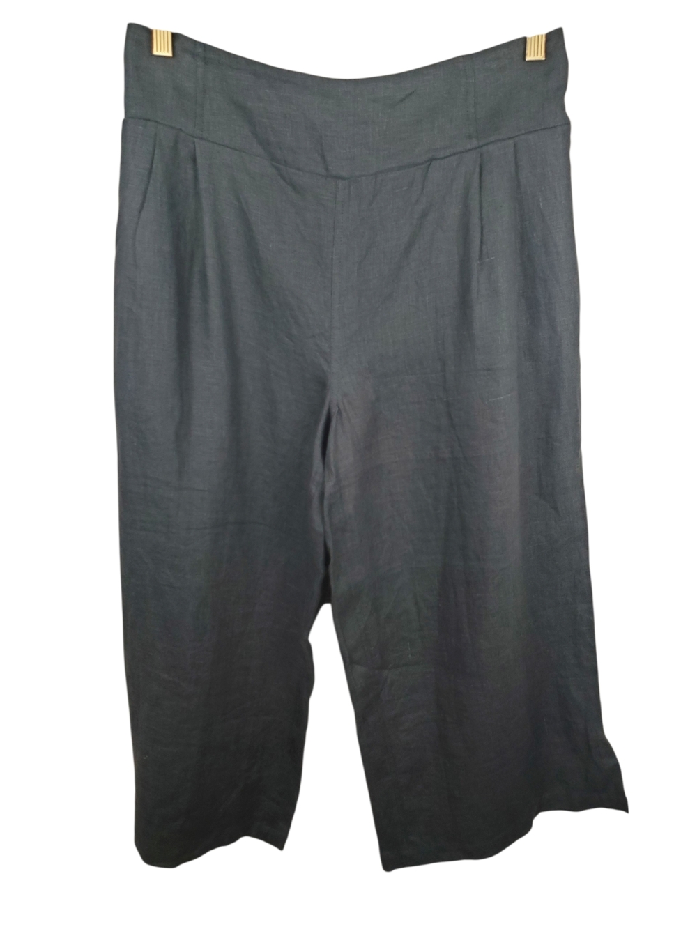 Nomad the Label Charcoal Nautical French Linen Wide Leg Pants - Large. #288